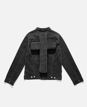 Load image into Gallery viewer, Corduroy Perforated Trucker Jacket W/Cross (Grey)
