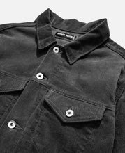 Load image into Gallery viewer, Corduroy Perforated Trucker Jacket W/Cross (Grey)
