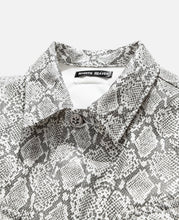 Load image into Gallery viewer, Faux Leather Snakeskin Perforated Cargo Jacket W/Cross (White)
