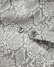 Load image into Gallery viewer, Faux Leather Snakeskin Perforated Cargo Jacket W/Cross (White)
