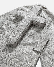Load image into Gallery viewer, Faux Leather Snakeskin Perforated Cargo Jacket W/Cross (White)
