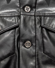 Load image into Gallery viewer, Faux Leather Perforated Trucker Jacket W/Cross (Black)
