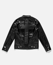Load image into Gallery viewer, Faux Leather Perforated Trucker Jacket W/Cross (Black)
