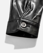 Load image into Gallery viewer, Faux Leather Perforated Trucker Jacket W/Cross (Black)

